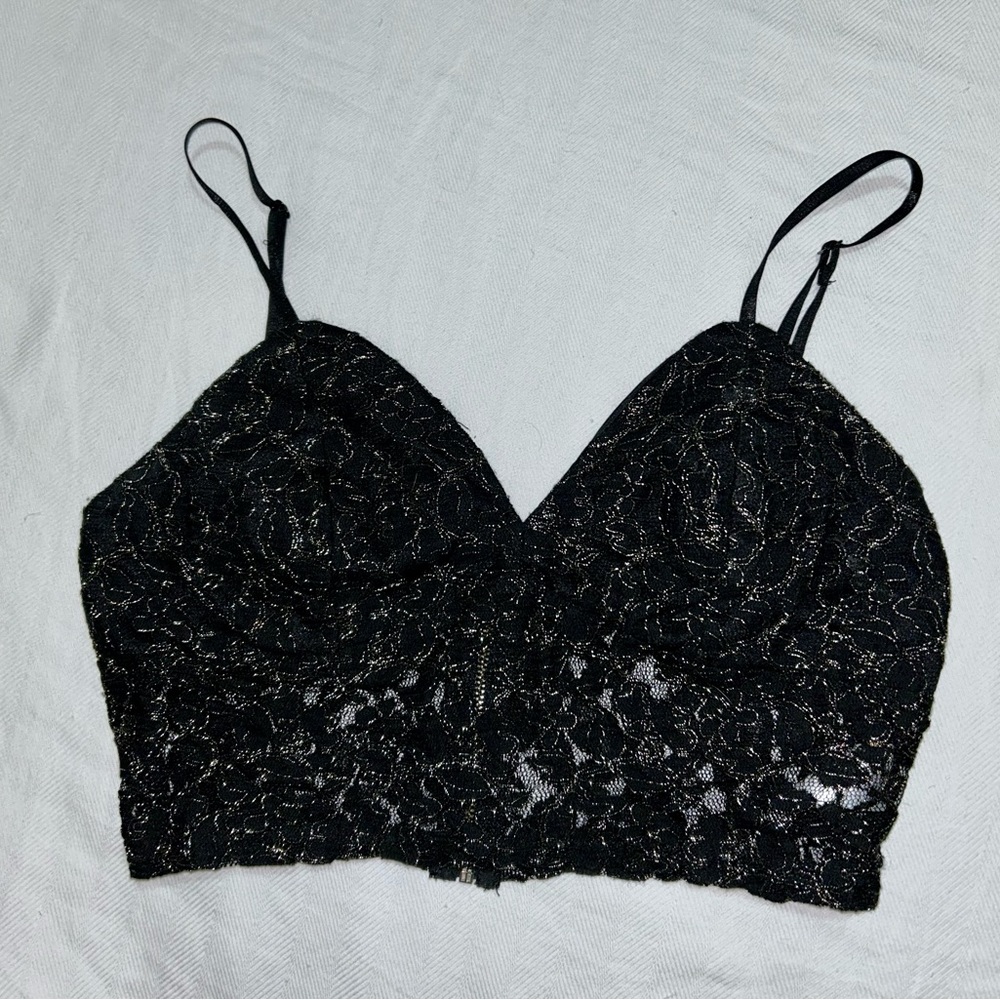 Windsor black and gold floral crop top